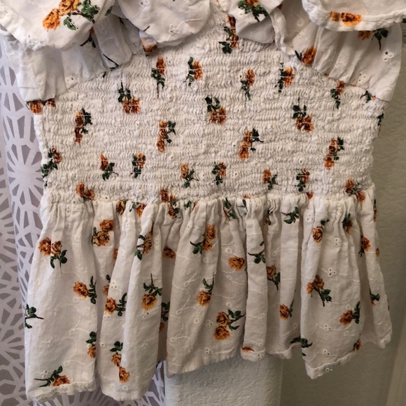 ASOS shirred waist ruffle sun top floral broderie - Picture 7 of 9